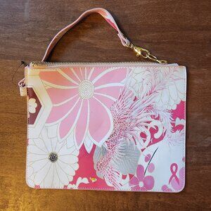Artist Lane Pink Floral & Graphic Zip Wristlet Clutch